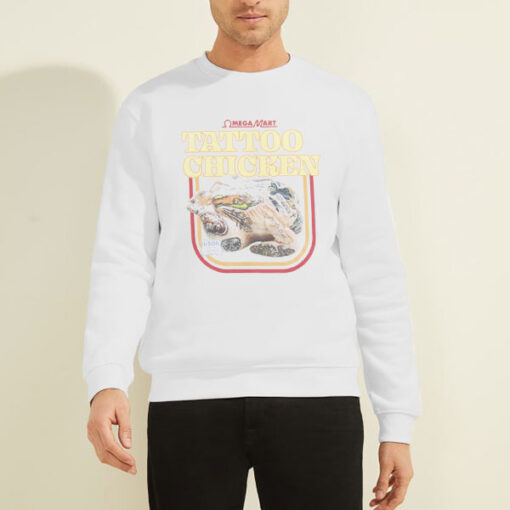 Sweatshirt White Funny Parody Tatto Chicken