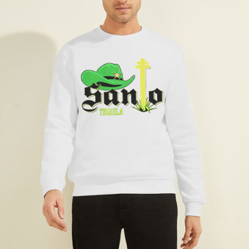 Sweatshirt White Hat Star Logo Santo Tequila