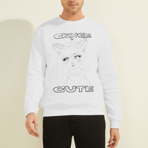 Sweatshirt White Line Art but Cute Cringe Anime
