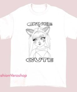 Line art-style cute and humorous anime-themed T-shirt featuring playful or "cringe" design elements inspired by popular anime culture.