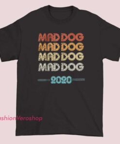 A vintage retro logo featuring a fierce mad dog with the text "MD2020" beneath it, designed for a stylish shirt.