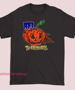 A Halloween-themed T-shirt featuring a pumpkin design with the phrase "Total Immortal" and elements inspired by AFI's style, perfect for Halloween fans and music enthusiasts.