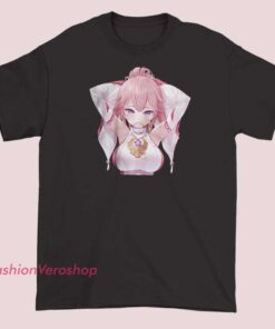 Kawaii anime-inspired T-shirt featuring Zero Two with a cute and playful design, highlighting her signature style and vibrant colors
