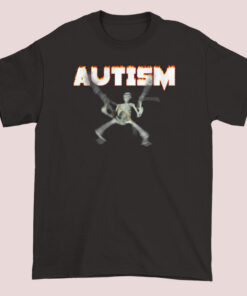Autism Fire Skeleton Blur Holding a Gun Meme Shirt