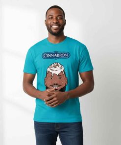 Funny Graphic James Cinnabron Shirt featuring a humorous parody design, bold cartoon-style artwork, meme-inspired graphic tee, playful streetwear fashion for fans of comedy shirts and viral humor culture.