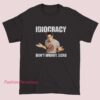 Vtg Don’t Worry Scro Idiocracy Shirt featuring a retro parody design inspired by cult comedy film humor, bold vintage typography, sarcastic graphic tee for fans of satire, meme culture, and pop culture fashion.
