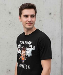 Run Away Nick Fuentes Merch Graphic Shirt featuring bold print design, unisex political humor tee, trending streetwear statement shirt for fans, available in multiple sizes.