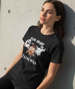 Run Away Nick Fuentes Merch Graphic Shirt featuring bold print design, unisex political humor tee, trending streetwear statement shirt for fans, available in multiple sizes.