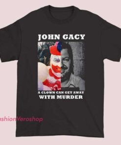 Vintage portrait John Wayne Gacy killer clown shirt featuring a dark true crime inspired graphic with eerie clown artwork. Horror style graphic tee for true crime fans, vintage horror collectors, and dark art streetwear lovers.