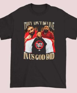 Inspired Graphic Dj Khaled They Shirt printed on cotton short sleeve tee, humorous pop culture graphic shirt in black or white casual streetwear apparel for everyday style