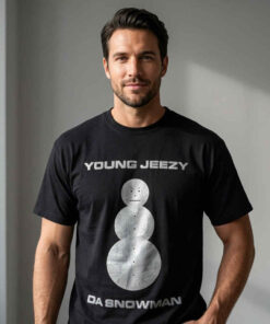 Funny Angry Da Snowman Young Jeezy Shirt graphic cotton tee featuring retro hip hop inspired snowman artwork, casual streetwear fashion, and comfortable short sleeve style.