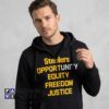 Black & Gold Steelers Justice Graphic Design cotton shirt featuring bold football inspired artwork, social justice theme, fan apparel, casual graphic tee for men and women.