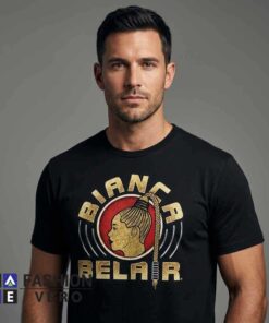 Bianca Belair Golden Silhouette Fan Apparel Shirt featuring premium cotton fabric with a bold wrestling inspired silhouette graphic, casual fan apparel in black, white, and other colors.