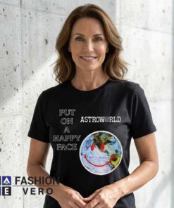Alternative view of Astroworld Earth Smiley Graphic Tee Design Shirt
