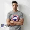 Detailed Canada Goose Arctic Badge Shirt featuring an arctic inspired badge emblem, Canadian outdoor aesthetic, winter heritage design, northern wildlife theme, and casual cotton apparel.