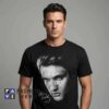 Vintage Elvis Presley Portrait Shirt featuring retro rock and roll portrait artwork, classic music icon aesthetic, vintage celebrity graphic, cotton short sleeve tee for casual fashion.