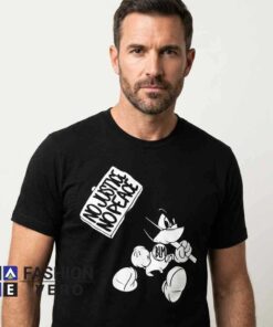 Cartoons for Justice illustration shirt featuring expressive cartoon artwork, justice-inspired messaging, creative graphic design, cotton short sleeve tee, and casual streetwear style