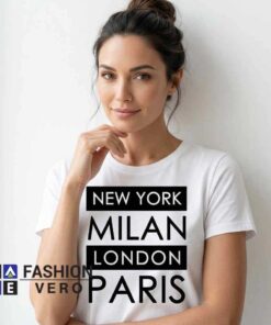 New York Milan London Paris Typography Shirt - Image 3