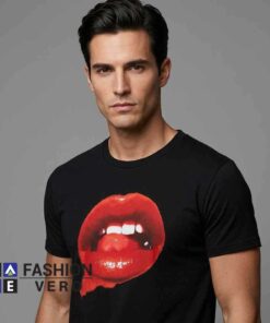 Vivienne Westwood Lips Shirt featuring classic pop art lips artwork, punk fashion aesthetics, alternative style, bold graphic design, British fashion influence, and casual cotton apparel.