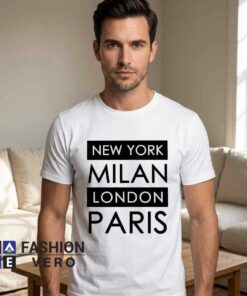 New York Milan London Paris Typography Shirt - Image 4