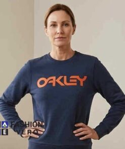 Oakley Classic Logo Navy Blue Sweatshirt featuring classic logo artwork, soft cotton fabric, navy blue styling, casual streetwear appeal, and versatile everyday fashion for relaxed outfits.