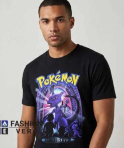 Pokemon Training Is Over Shirt featuring Mewtwo vs Ash first movie artwork, classic Pokemon anime scene, nostalgic gaming culture, retro character art, and casual cotton tee.