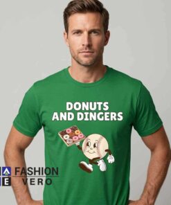 Retro Baseball & Donuts T-Shirt featuring vintage baseball and donut artwork, soft cotton fabric, nostalgic sports style, foodie fashion, casual streetwear appeal, and everyday comfort.