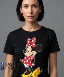 Vintage Minnie Mouse Yellow Shoes Shirt featuring retro cartoon character artwork, classic Minnie Mouse style, playful yellow shoes, nostalgic pop culture design, and casual cotton apparel.