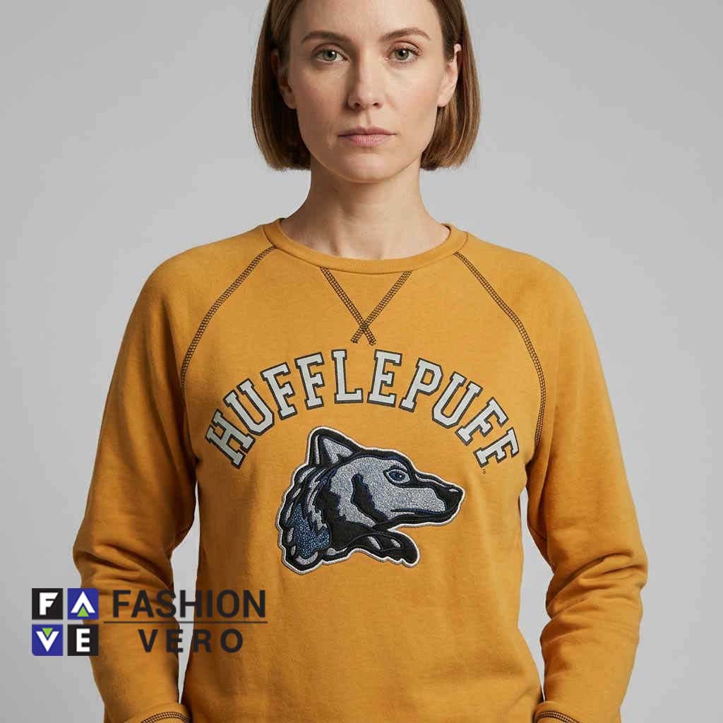Yellow Harry Potter Hufflepuff Sweatshirt 1 Yellow Harry Potter Hufflepuff Sweatshirt featuring house inspired design, magical wizarding apparel, cotton fabric, casual fan fashion, yellow styling, and comfortable everyday wear.
